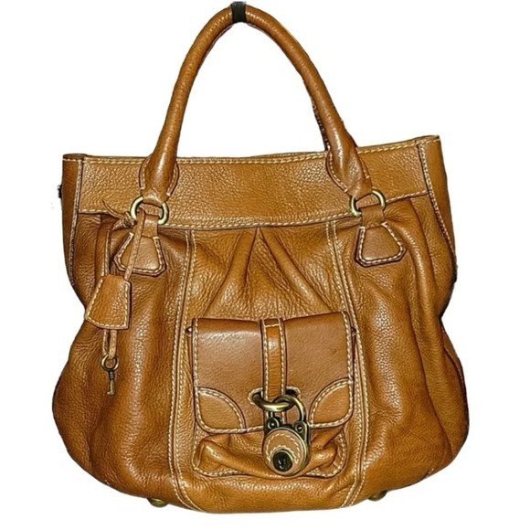 Buti Cognac Pebbled Leather Tote - Picture 1 of 7